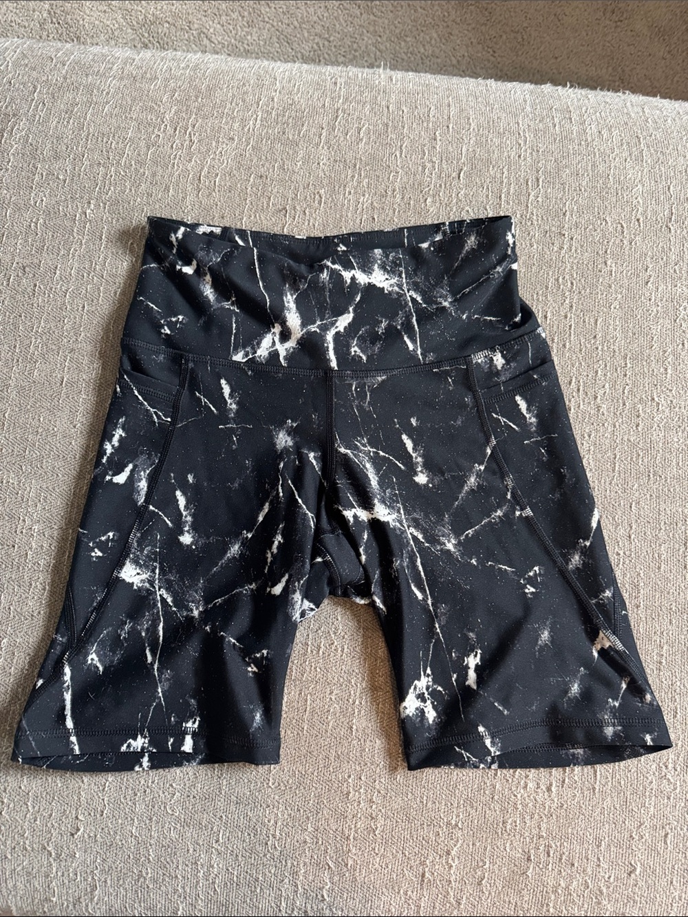 Old Navy Black and White Marble-Print Athletic Shorts